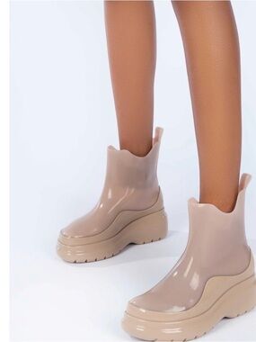 Melissa Grip Chelsea Boot Size 8 Pink Mauve Brown Platform Jelly NWOT